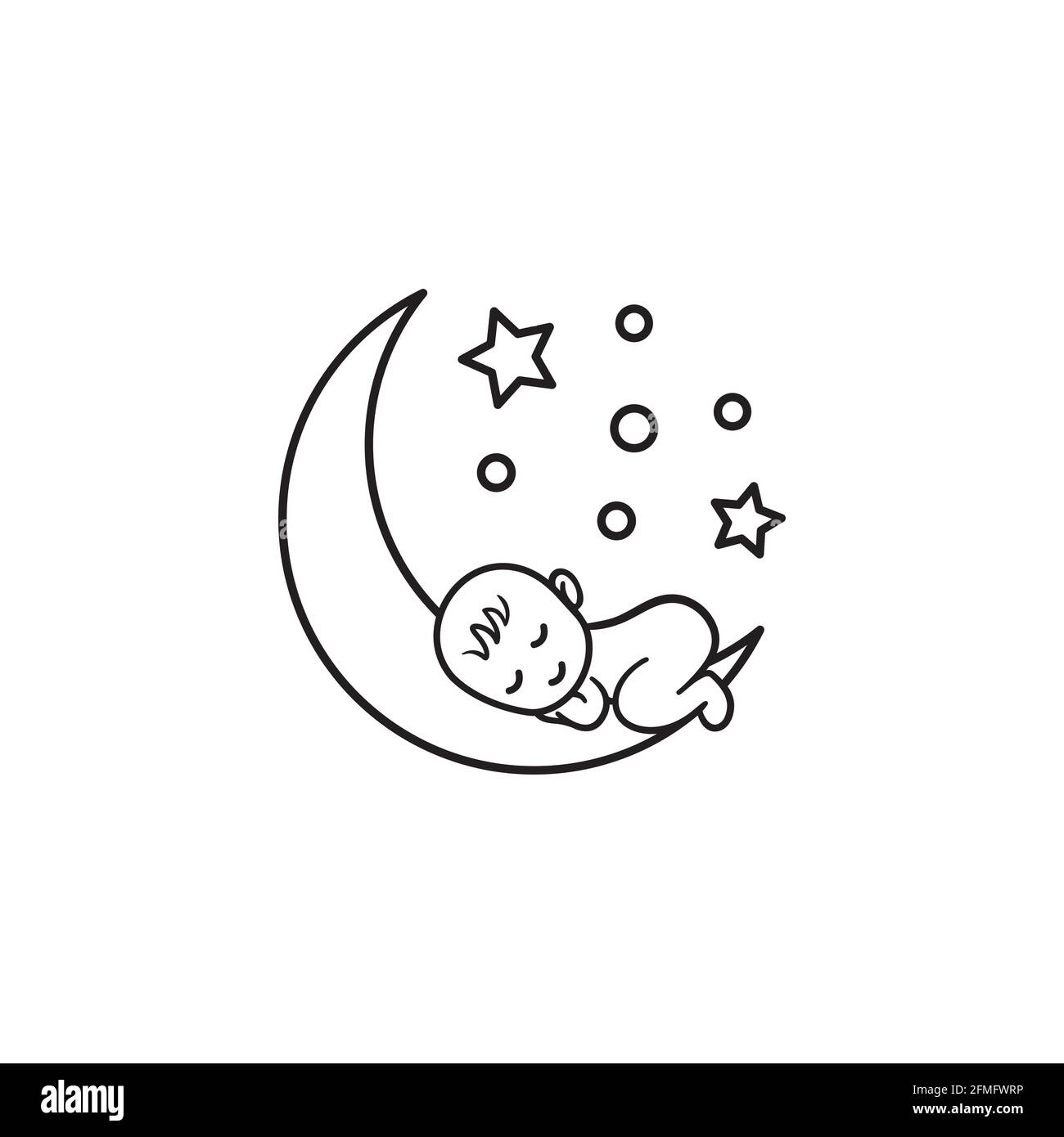 Le Bebe Dort Sur Une Lune Bebe Dormant Sur La Lune Illustration De Reve Arriere Plan Blanc Image Vectorielle Stock Alamy