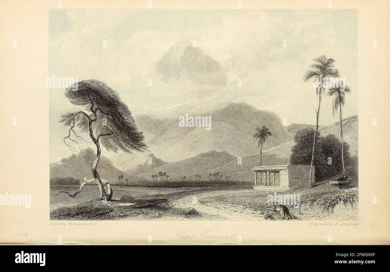 Cape Comoriin [Kanyakumari, Tamil Nadu en Inde] du livre « The Oriental Annual, or, Scenes in India » du rév. Hobart Caunter publié par Edward Bull, Londres 1834 gravures de dessins de William Daniell Banque D'Images
