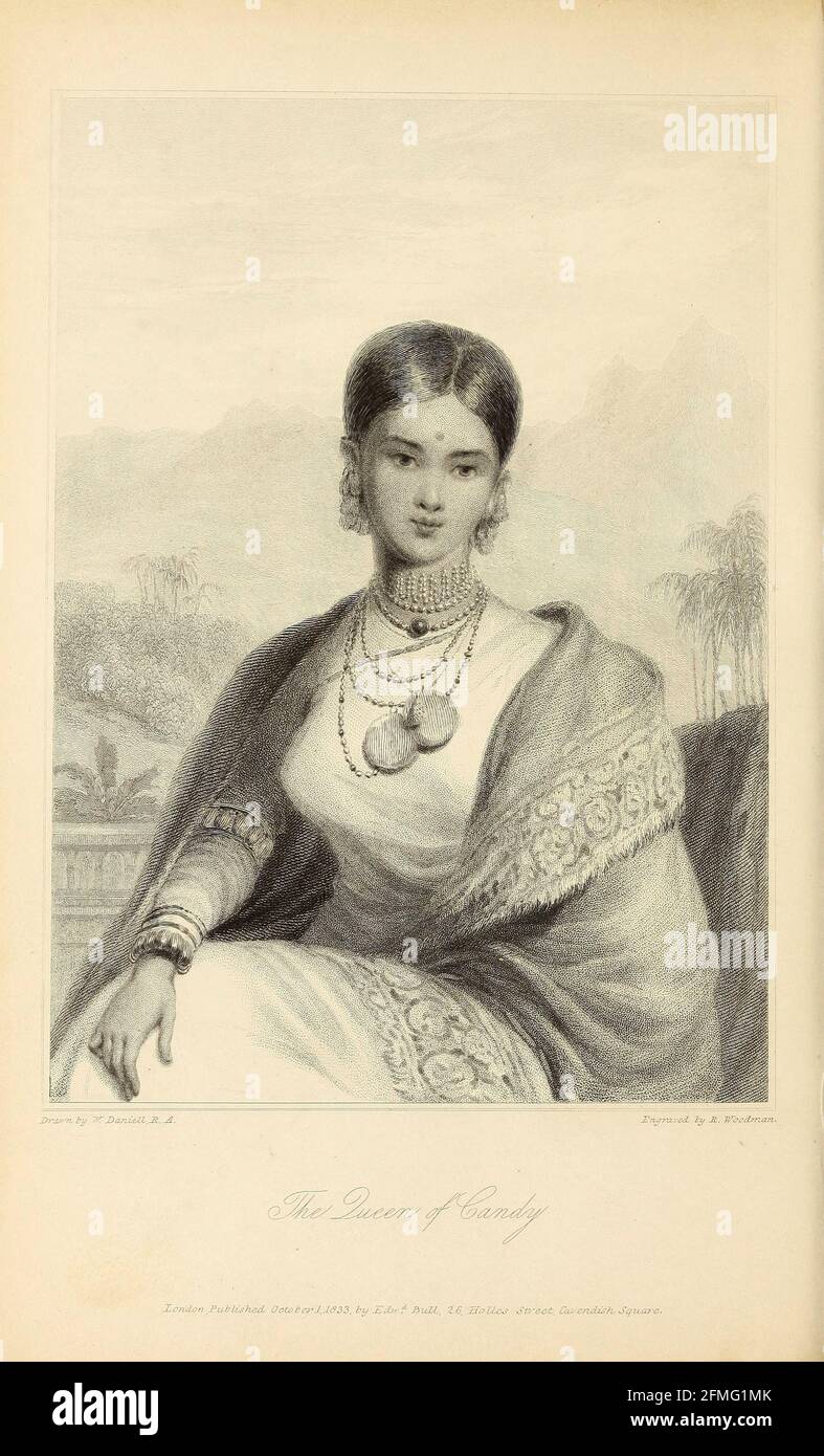 Queen of Candy du livre « The Oriental Annual, or, Scenes in India » du rév. Hobart Caunter publié par Edward Bull, Londres 1834 gravures de dessins de William Daniell Banque D'Images