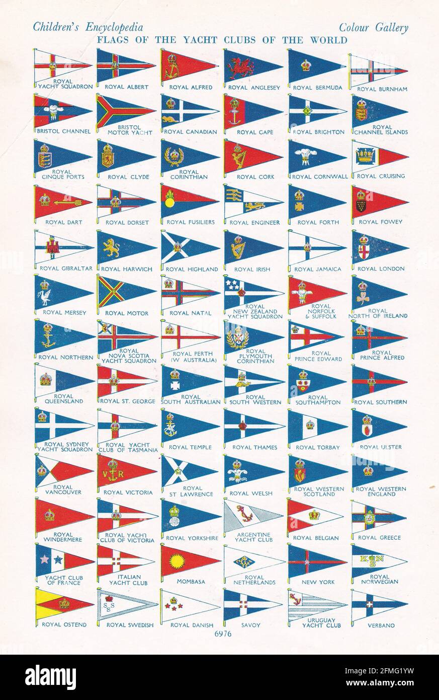 Drapeaux des clubs de yacht du monde des années 1940. Banque D'Images