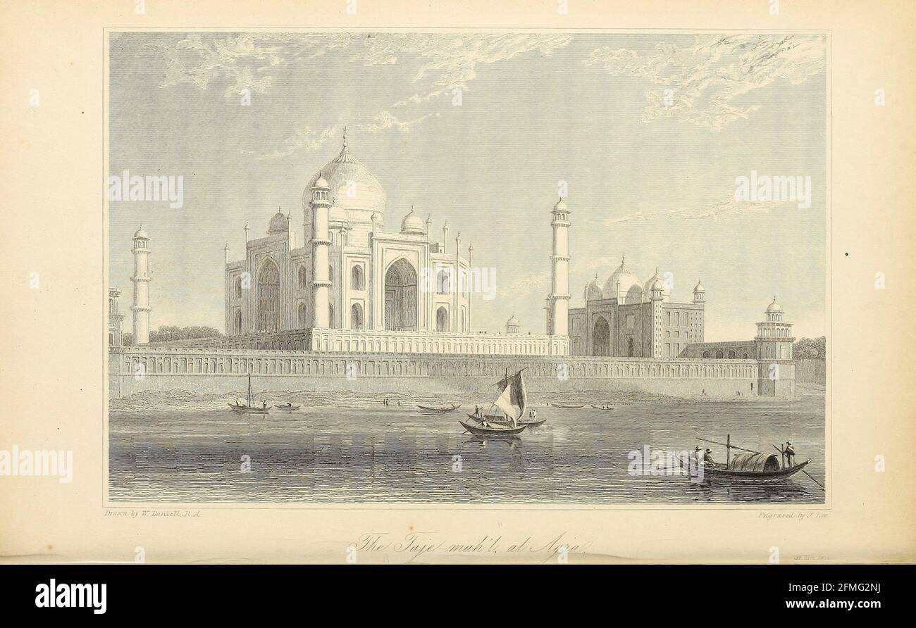 Le Taje Mah'l [le Taj Mahal] à Agra dans le livre « The Oriental Annual, or, Scenes in India » du rév. Hobart Caunter publié par Edward Bull, Londres 1834 gravures de dessins de William Daniell Banque D'Images