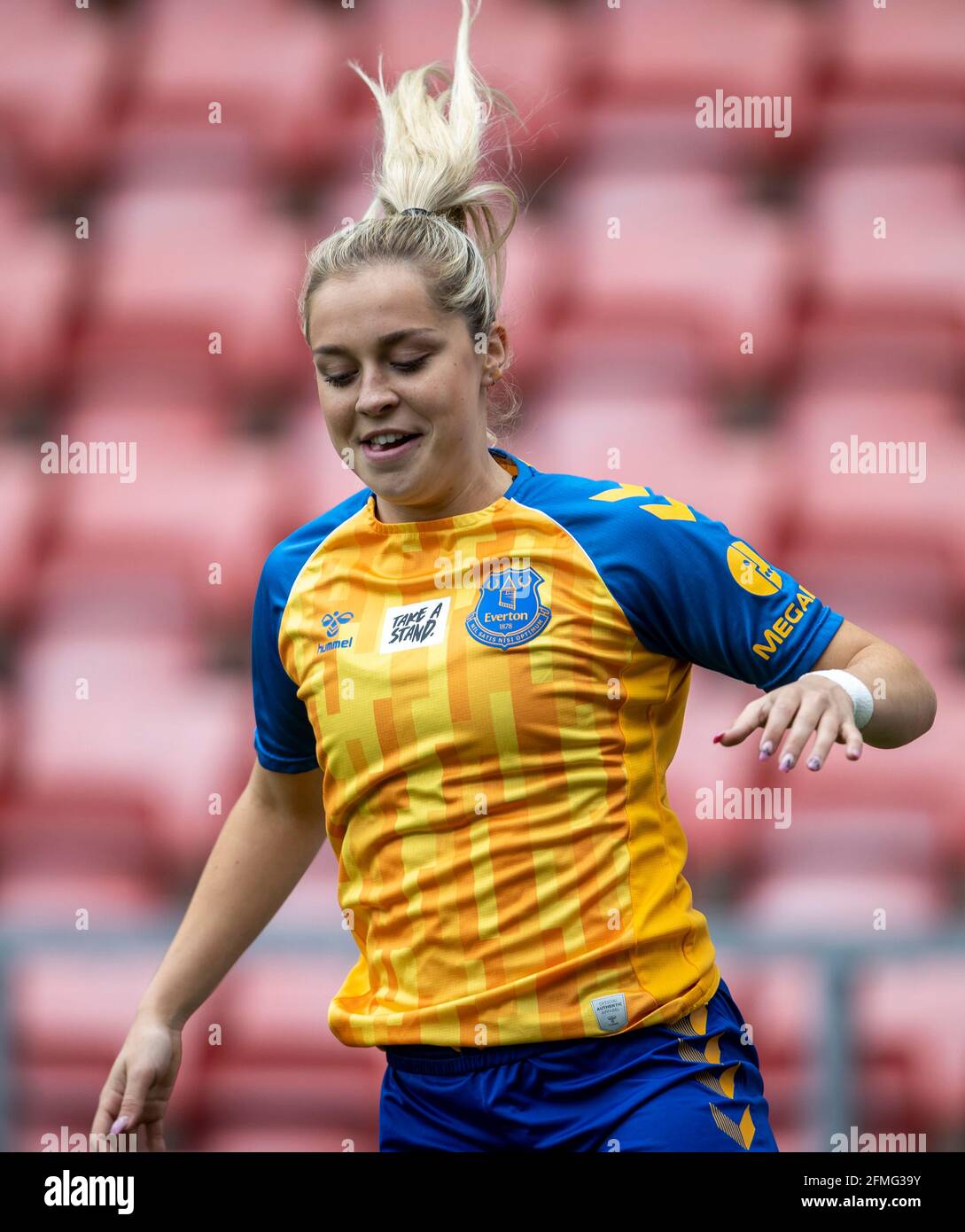 Leigh Sports Village, Lancashire, Royaume-Uni. 9 mai 2021. Féminine's English Super League, Manchester United Women versus Everton Women; Poppy Pattinson of Everton Women pendant l'échauffement Credit: Action plus Sports/Alay Live News Banque D'Images