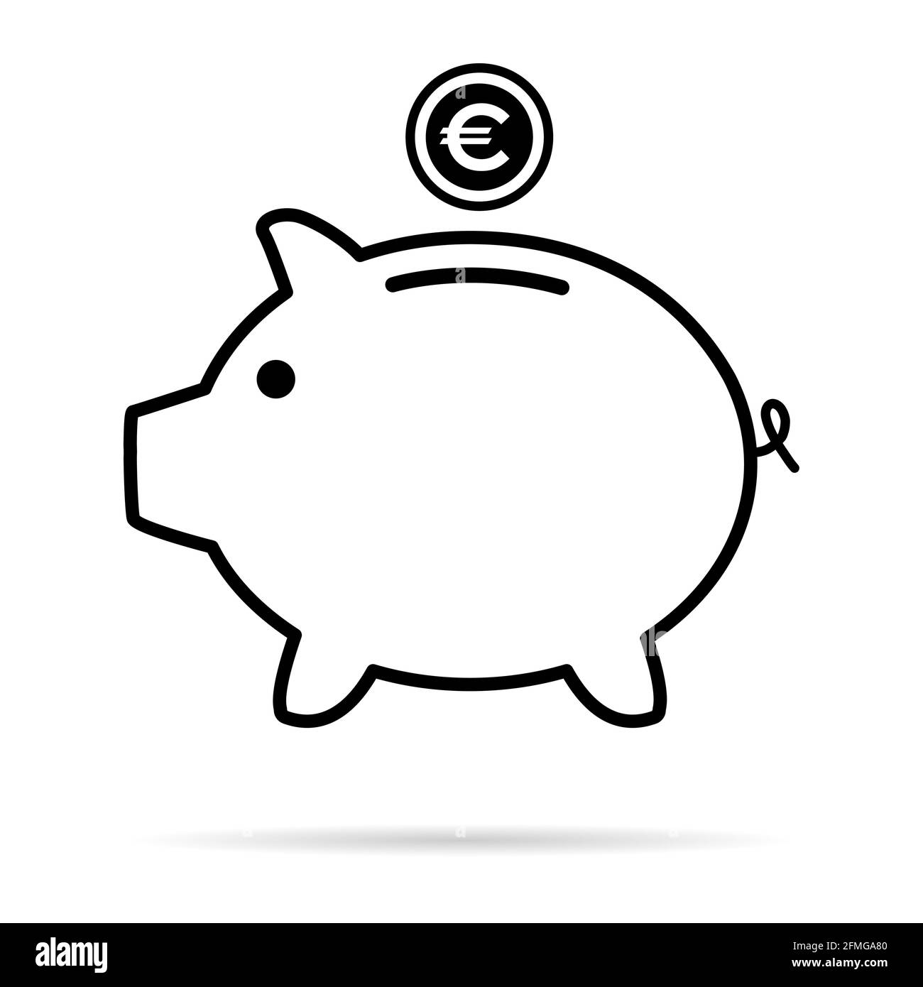 Icône plate de la banque de porc, vecteur de signe avec symbole de web euro. Revenu monétaire, graphique économique bouton . Illustration de Vecteur