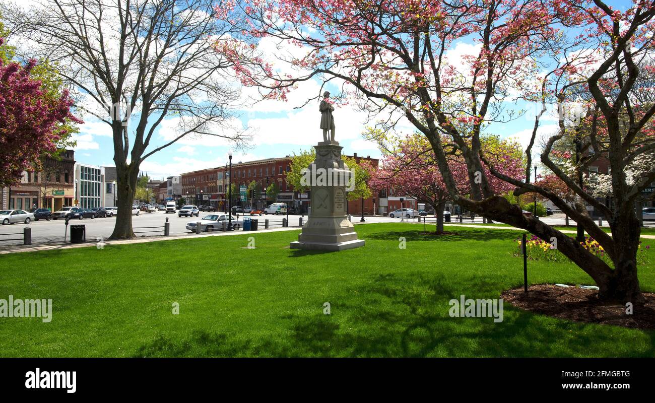 Taunton Green, centre-ville et le Mémorial de la guerre de Sécession. Taunton, Massachusetts, États-Unis Banque D'Images