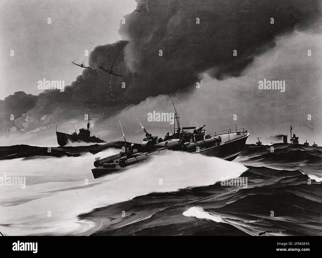 PT Boat's Guns Sting Japanese tonys Banque D'Images