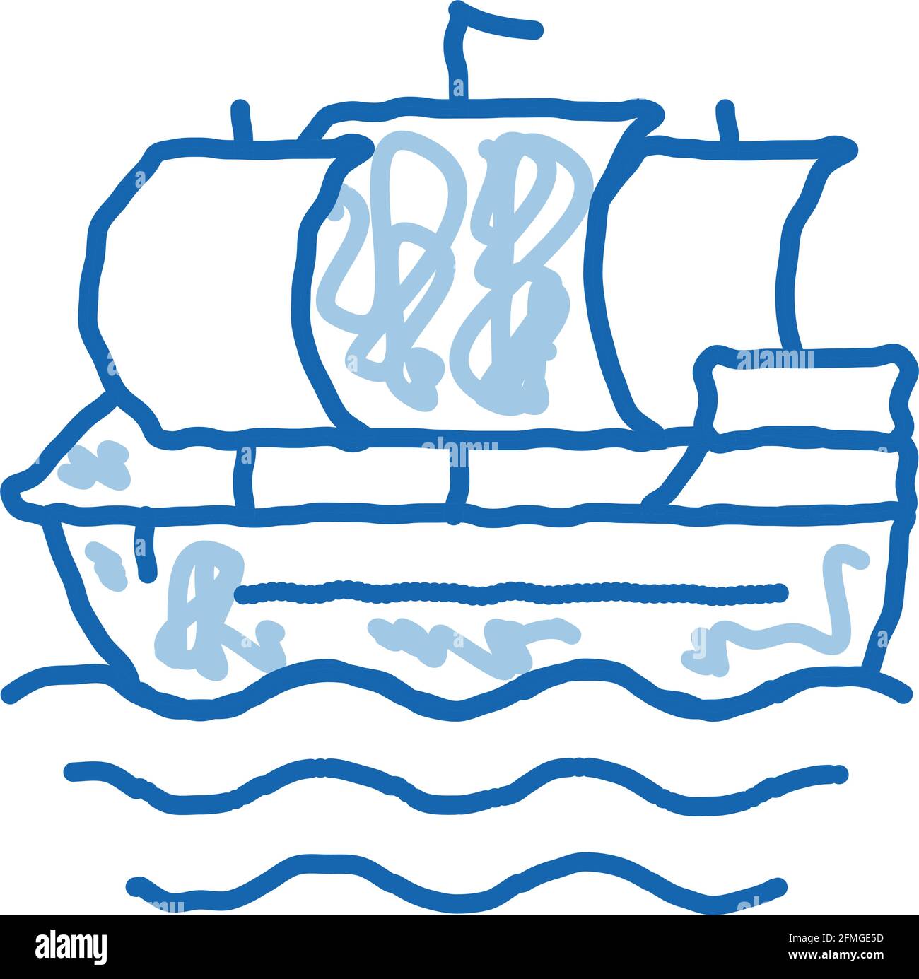 Pirate Sail Boat Doodle icône dessin à la main Illustration de Vecteur