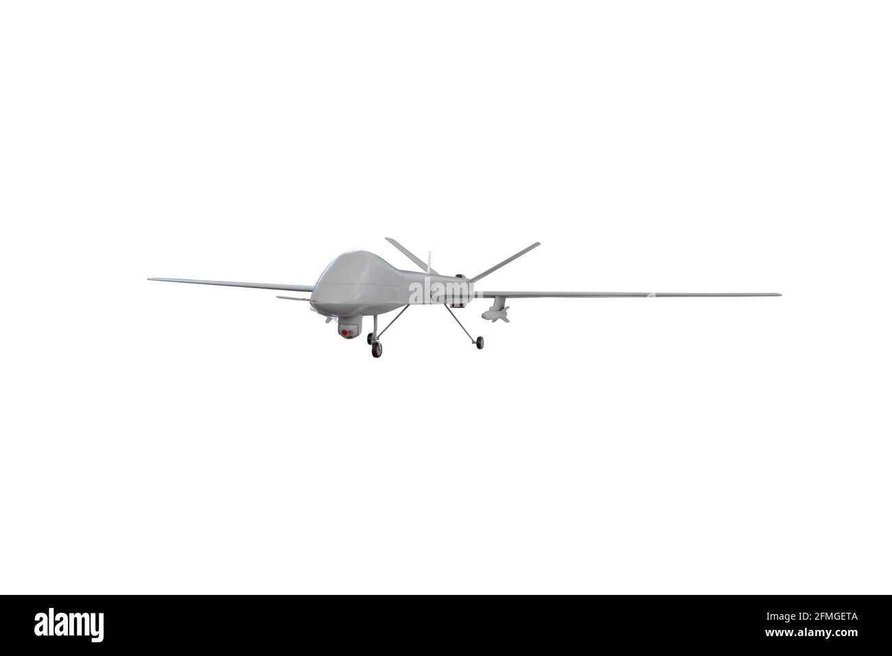 Drone militaire de combat avec des armes isolées sur fond blanc Banque D'Images