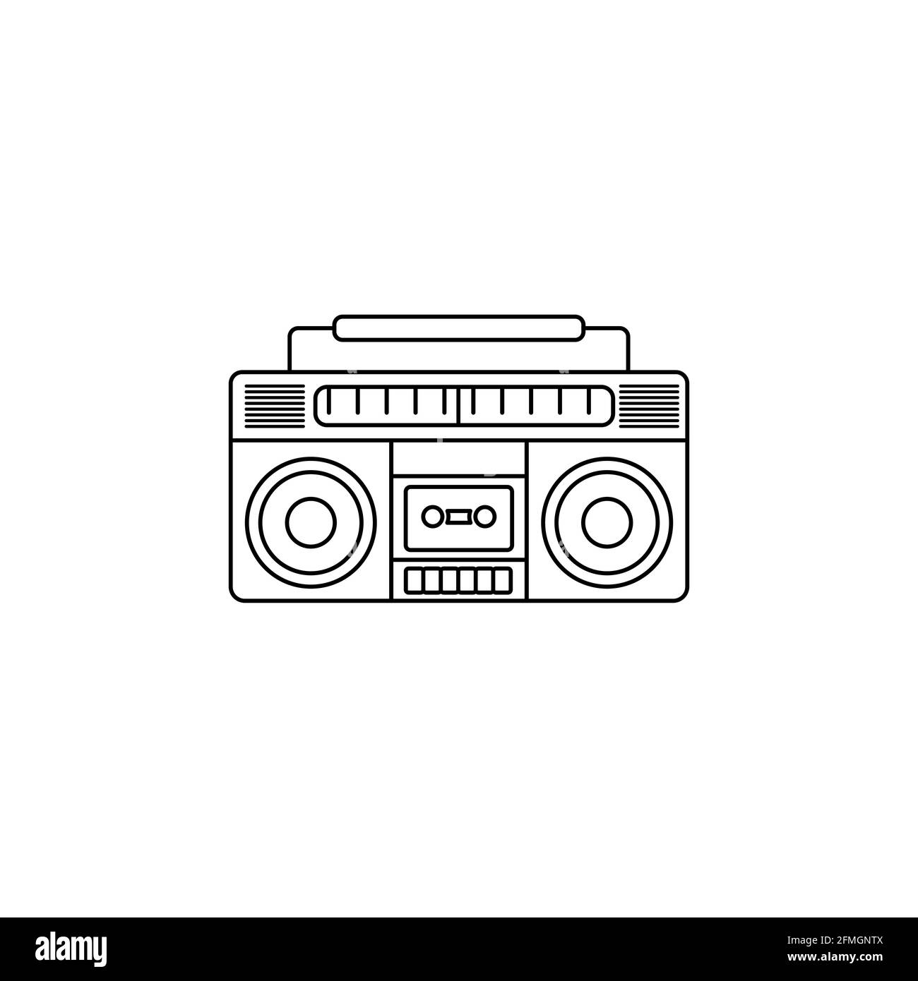 Design de la ligne de radio Boombox. Contour radio classique pour la conception de modèle musical. Illustration de Vecteur