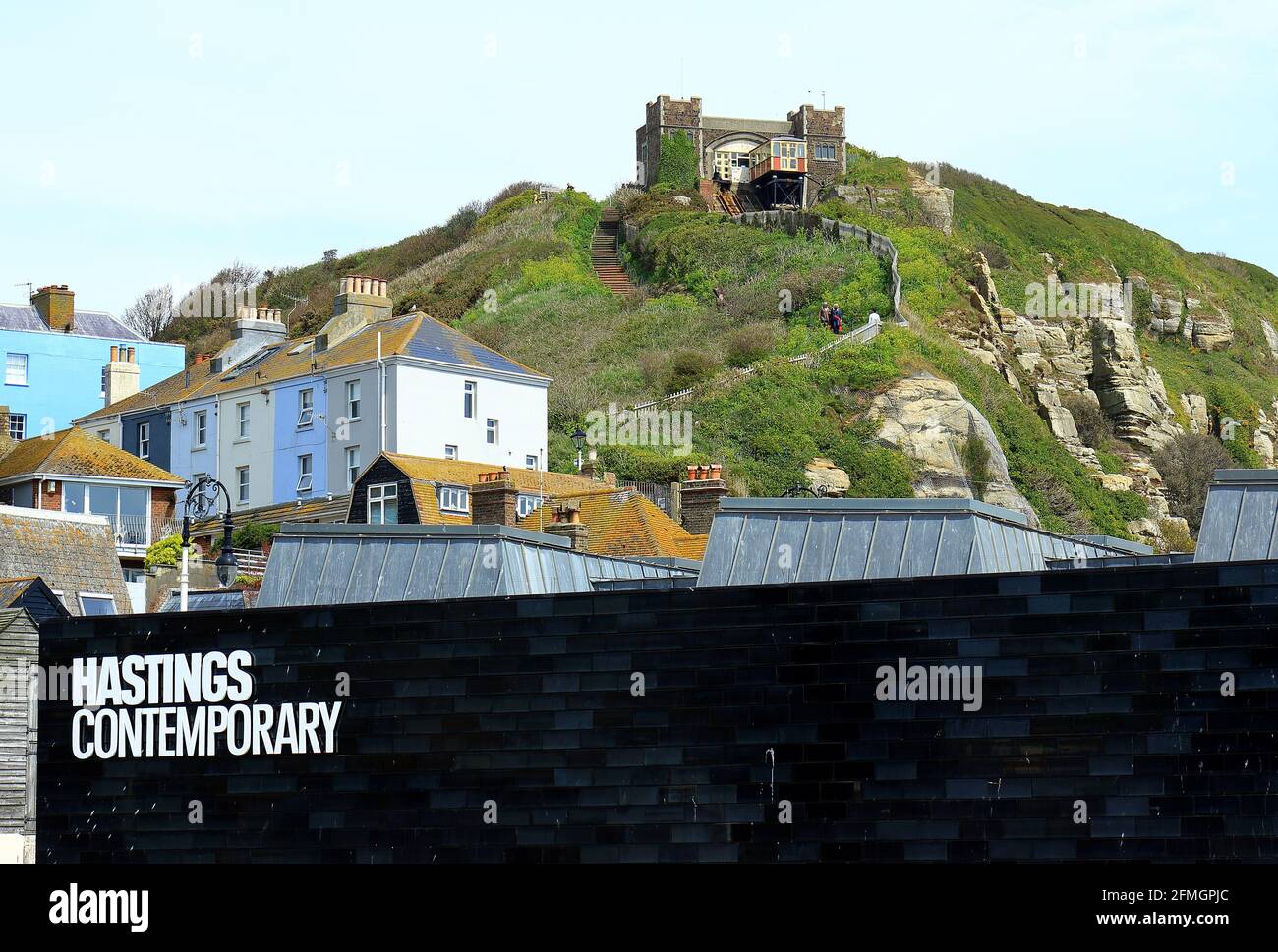 Hastings contemporain et le funiculaire Banque D'Images