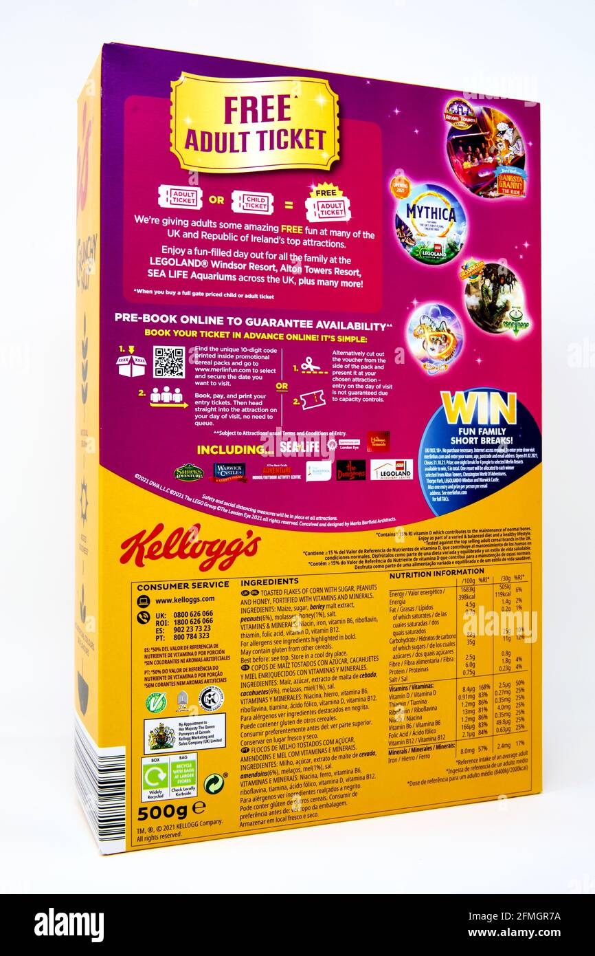 Céréales à noix Crunchy de Kellogg - emballage promotionnel Banque D'Images