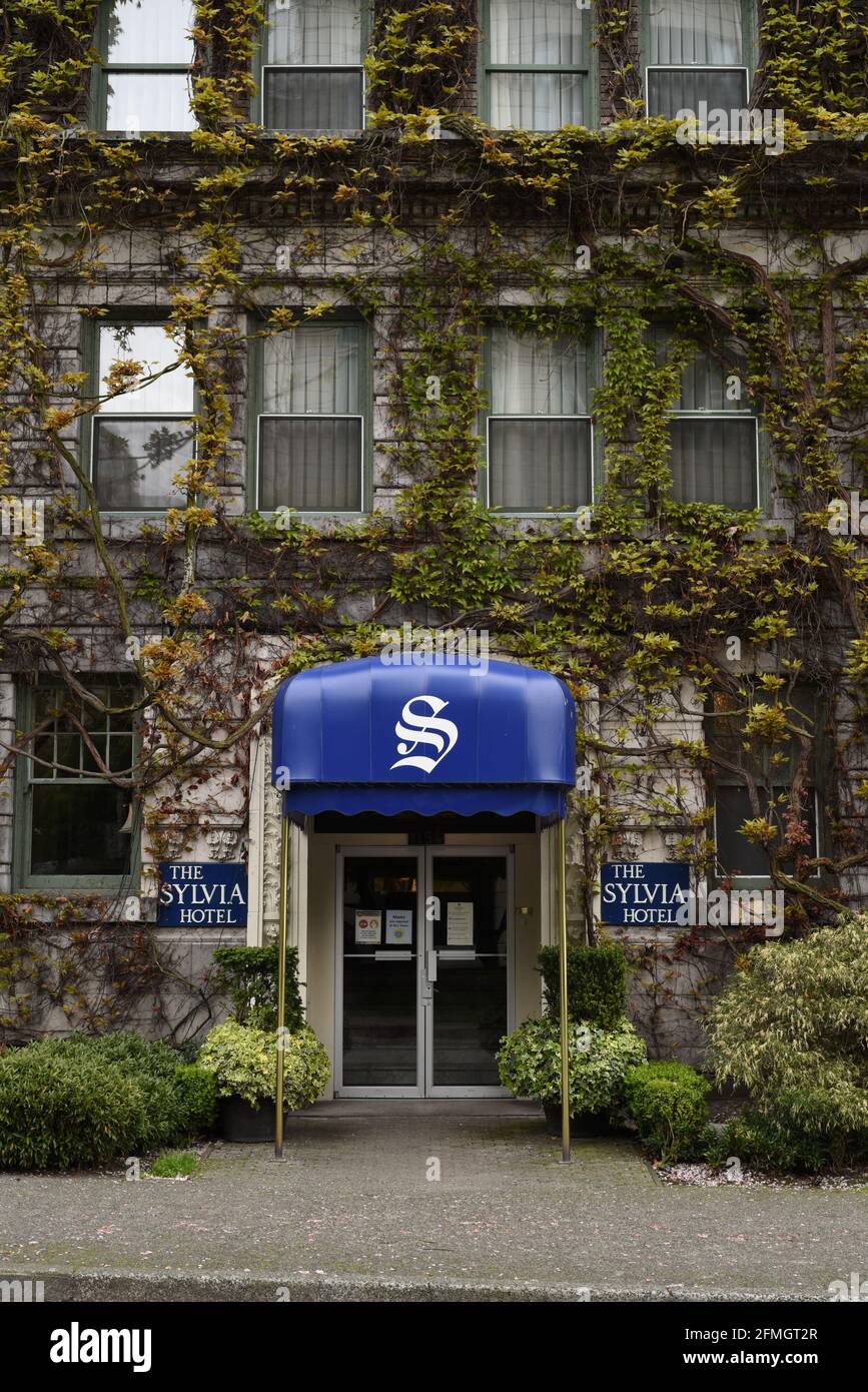 Entrée à l'hôtel historique Sylvia dans le West End à Vancouver, Colombie-Britannique, Canada Banque D'Images
