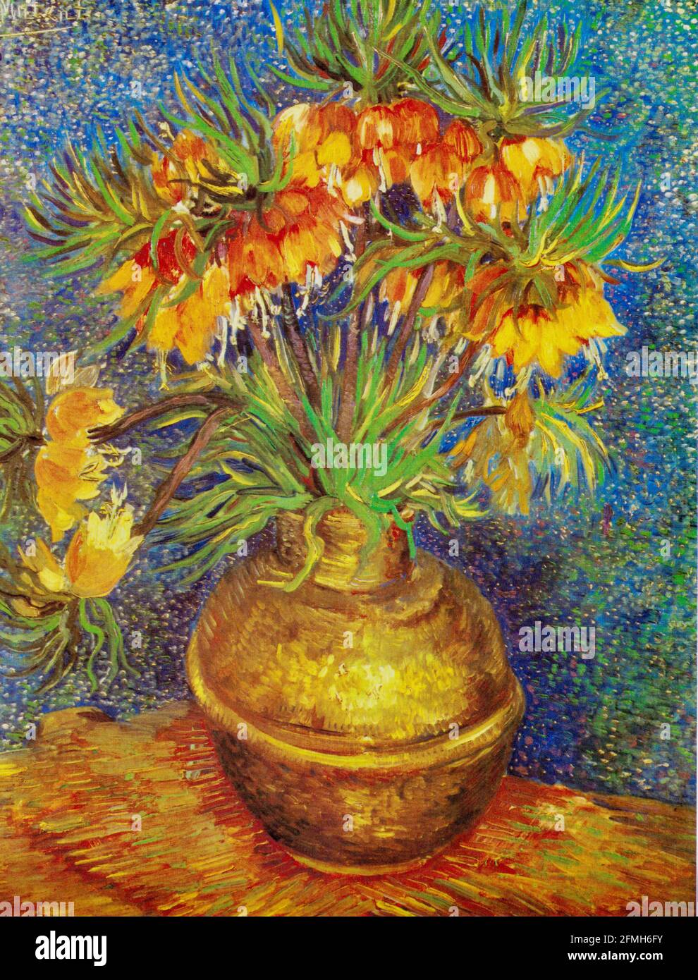L'œuvre de Vincent van Gogh intitulée les Fretillaris impériaux dans un vase en cuivre. Banque D'Images