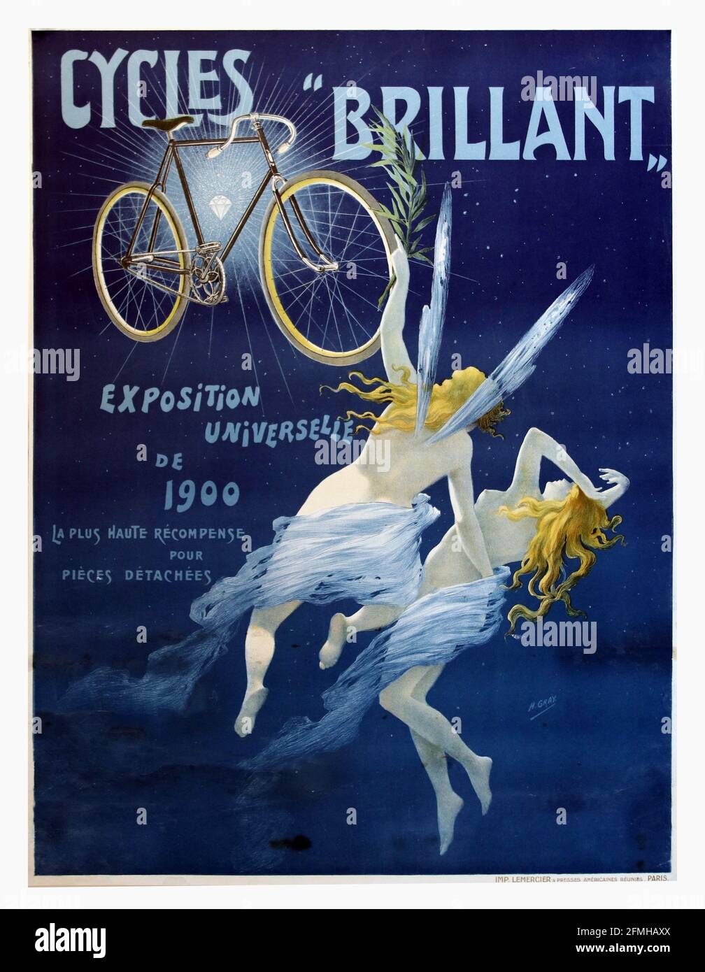 Cycles brillant. Exposition universelle. Affiche publicitaire de vélo. Ancien et vintage. Amélioration numérique. Banque D'Images