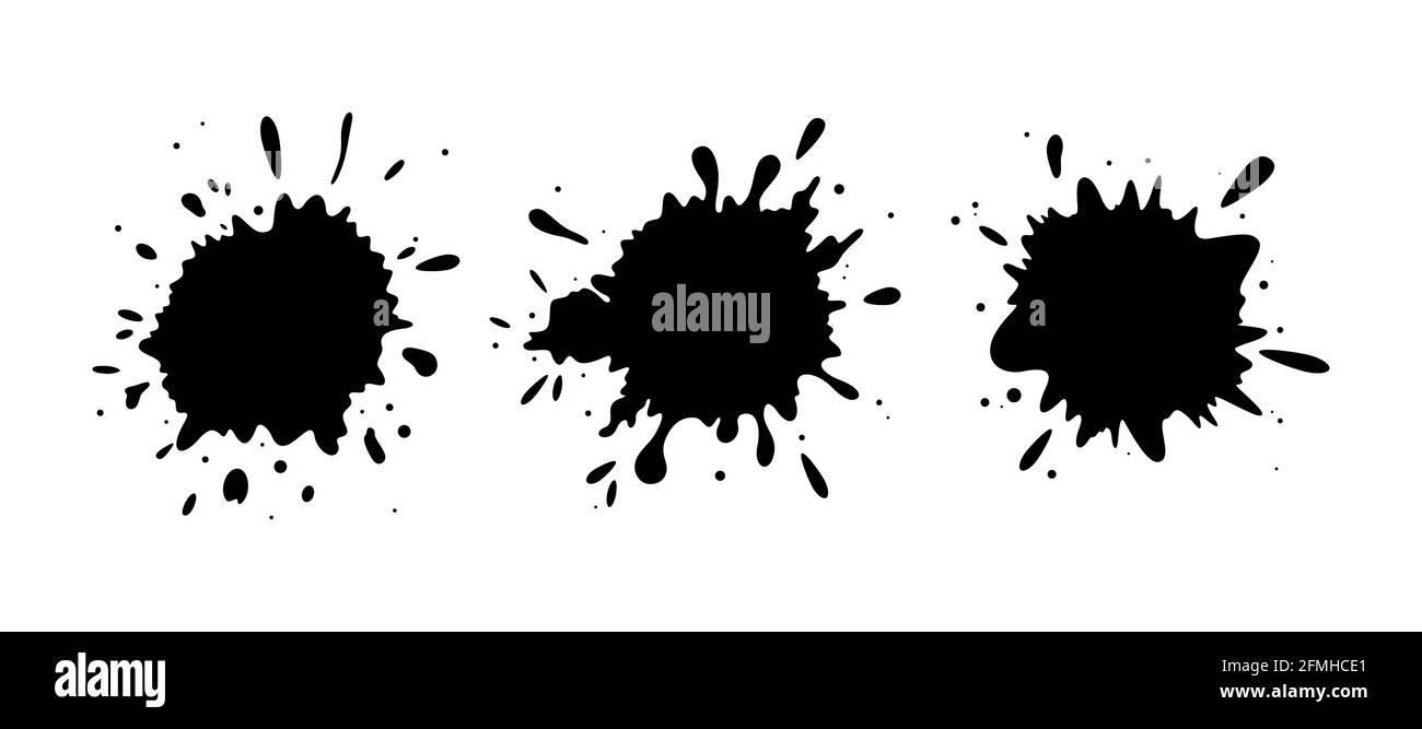 Silhouettes grungeuses de gouttes d'encre. Colore les cadres isolés sur fond blanc. Illustration vectorielle plate Illustration de Vecteur