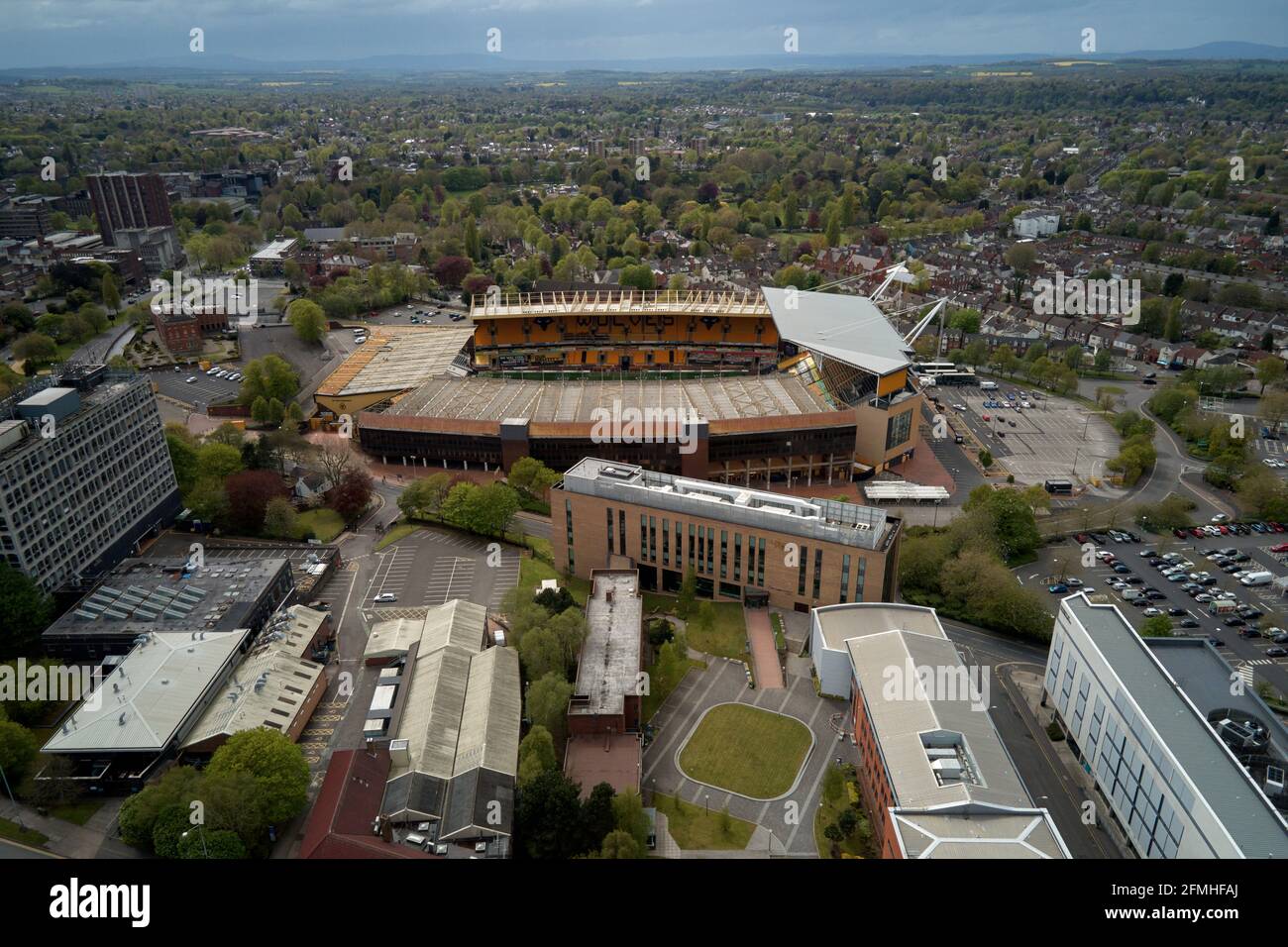 Vues aériennes du stade Molineux, Wolverhampton, Royaume-Uni Banque D'Images