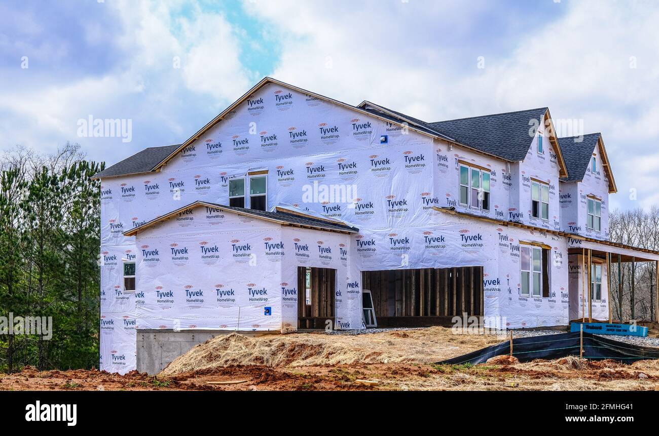 Tyvek Sheathing sur New Townhouse Banque D'Images