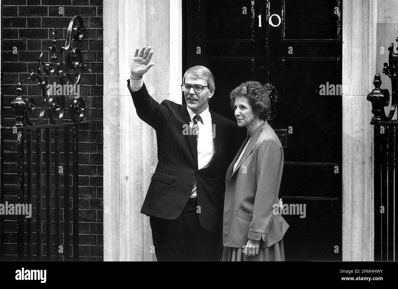 John Major le premier ministre et son épouse Norma à Non 10 1er jour Banque D'Images