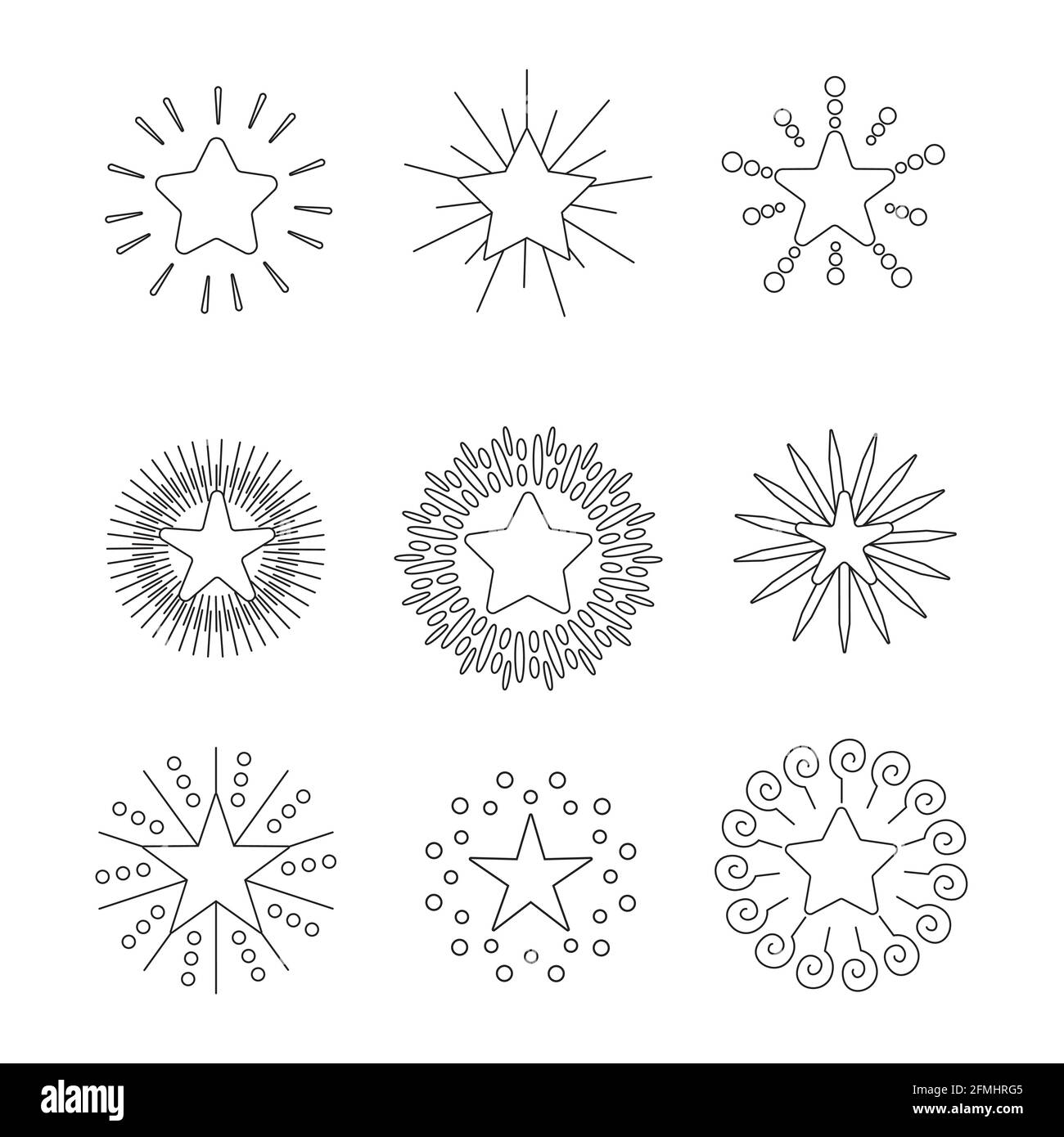 Ensemble de modèles vintage Starburst Design pour icônes, logos ou éléments graphiques. Illustration de Vecteur