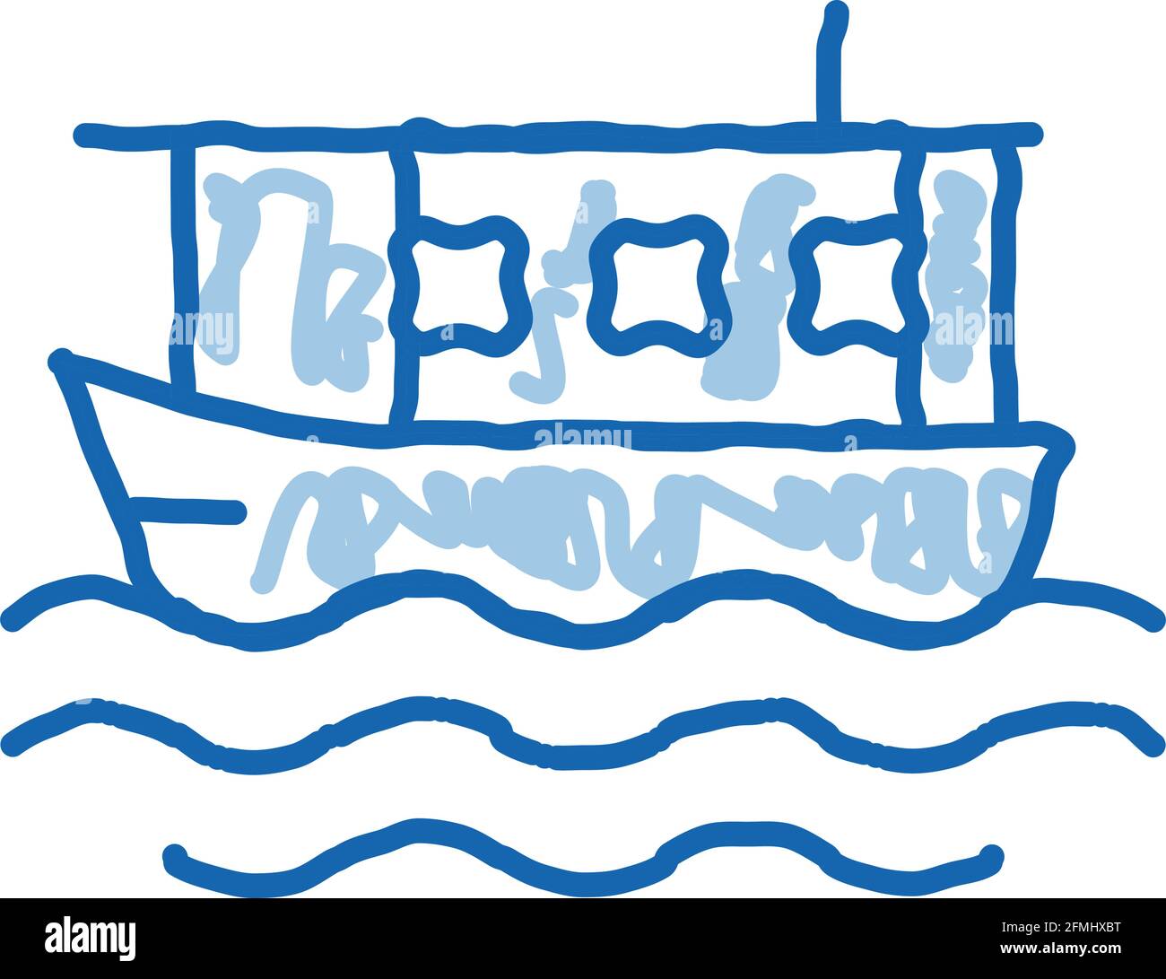 bateau au milieu de la mer doodle icône dessin à la main illustration Illustration de Vecteur