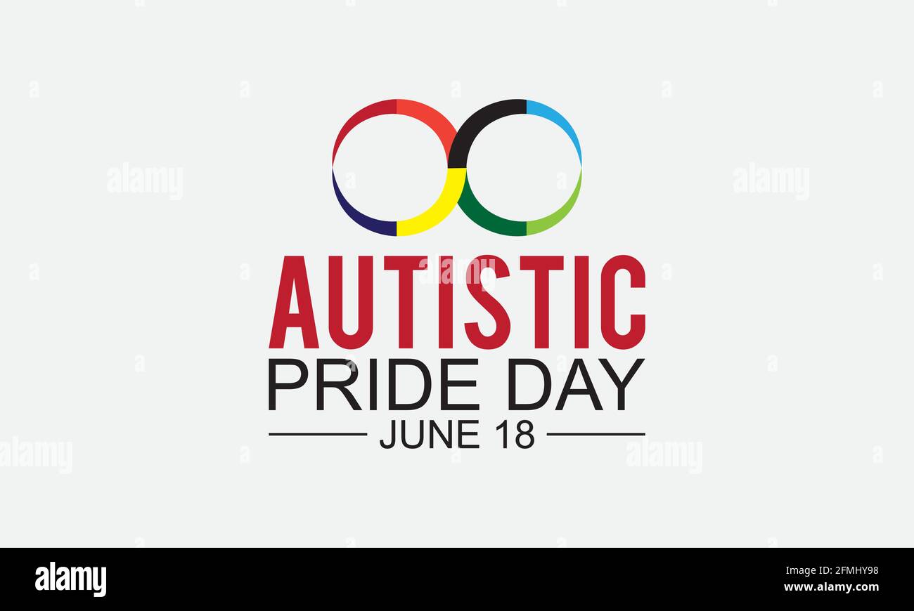 Concept de sensibilisation à la Journée de la fierté autiste observé le 18 juin de chaque année. Modèle de statistiques pour les antécédents, les bannières, les affiches et la campagne de sensibilisation aux cartes. Illustration de Vecteur