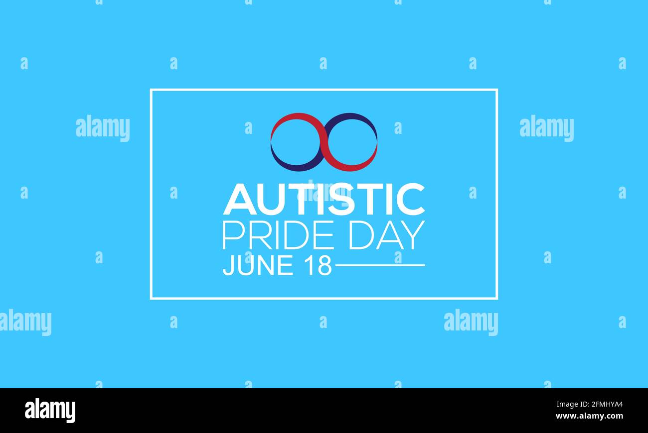 Concept de sensibilisation à la Journée de la fierté autiste observé le 18 juin de chaque année. Modèle de statistiques pour les antécédents, les bannières, les affiches et la campagne de sensibilisation aux cartes. Illustration de Vecteur