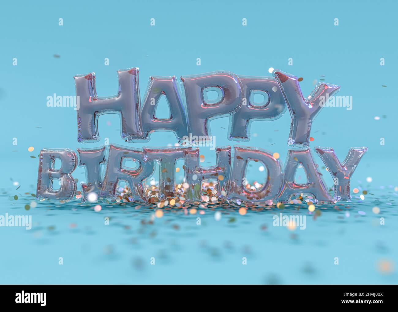 Mot joyeux anniversaire en alphabet anglais de ballons. Vacances et éducation. Rendu 3D Banque D'Images