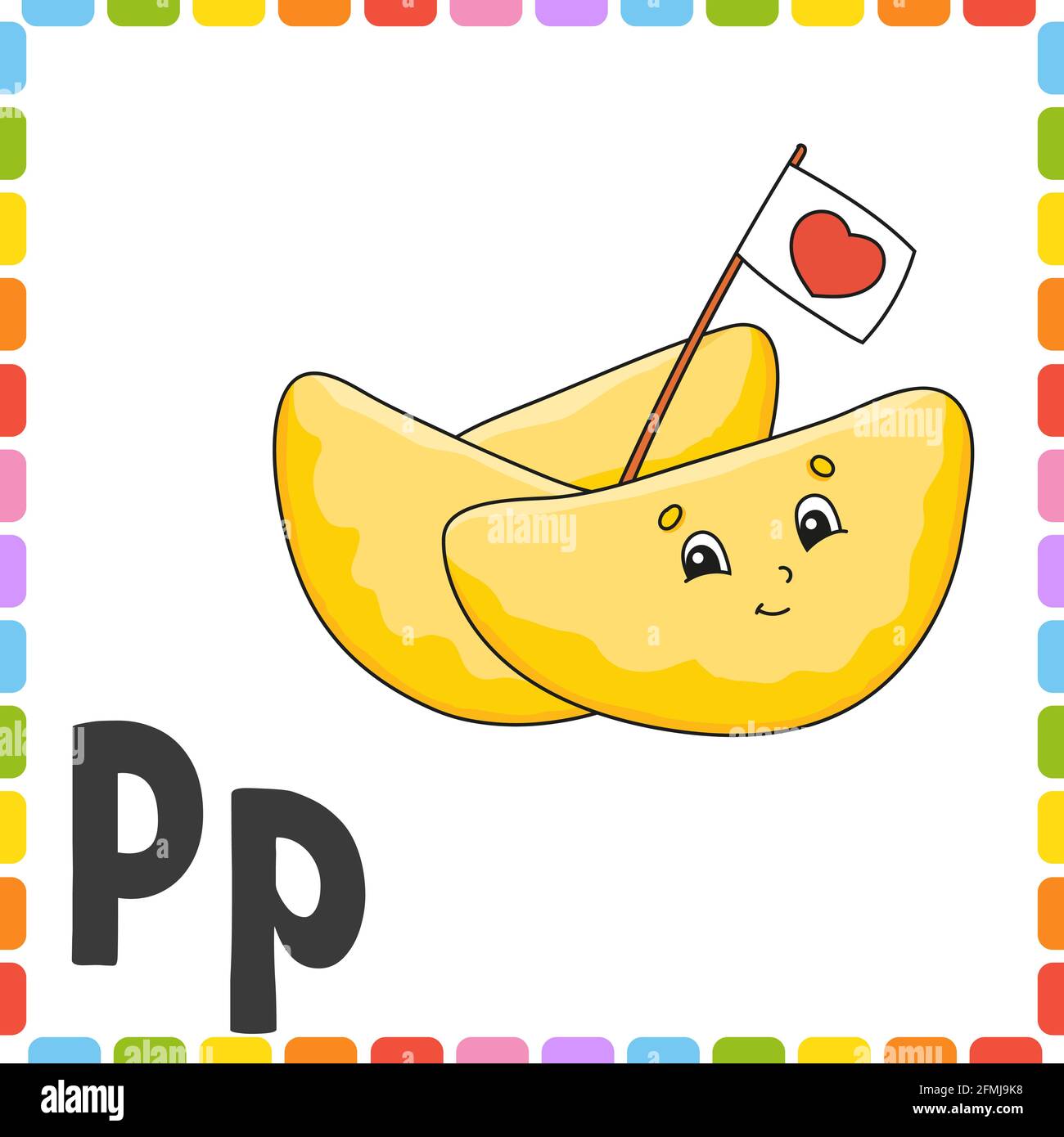 Alphabet anglais. Cartes mémoire flash carrées ABC. Personnage de dessin animé isolé sur fond blanc. Pour l'éducation des enfants. Feuille de travail de développement. Lettres d'apprentissage. Illustration de Vecteur