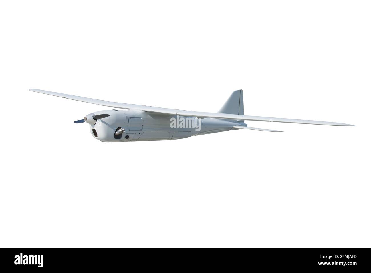 Le turbopropulseur de drones de combat militaire est isolé sur fond blanc Banque D'Images