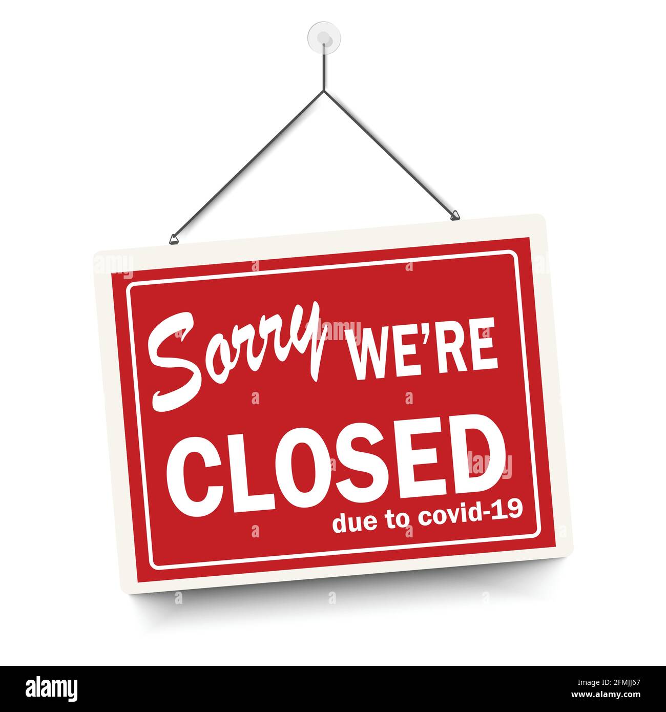 Signe rouge Désolé nous sommes fermés, avec l'ombre isolée sur fond blanc. Modèle Realistic Design - vecteur Illustration de Vecteur