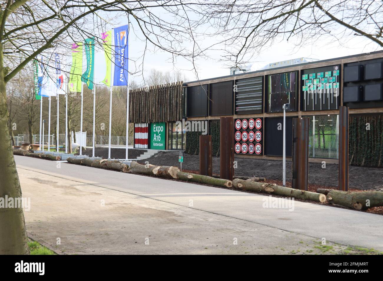 Centre d'information sur la zone de construction du Groene Boog, une nouvelle partie de l'autoroute A16 sous la Rotte à Rotterdam Banque D'Images