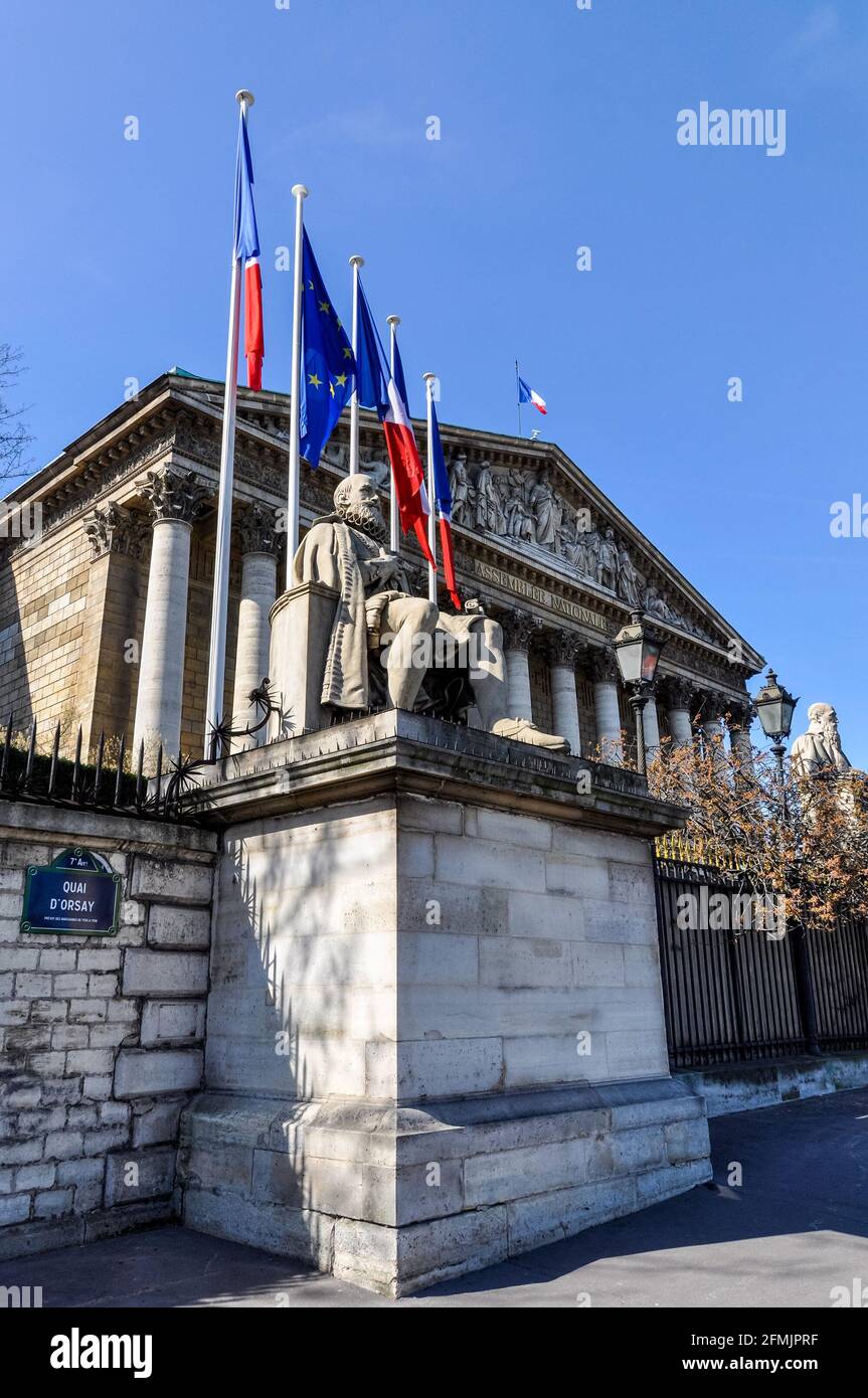 Le bâtiment de l'Assemblée nationale à Paris, France Banque D'Images