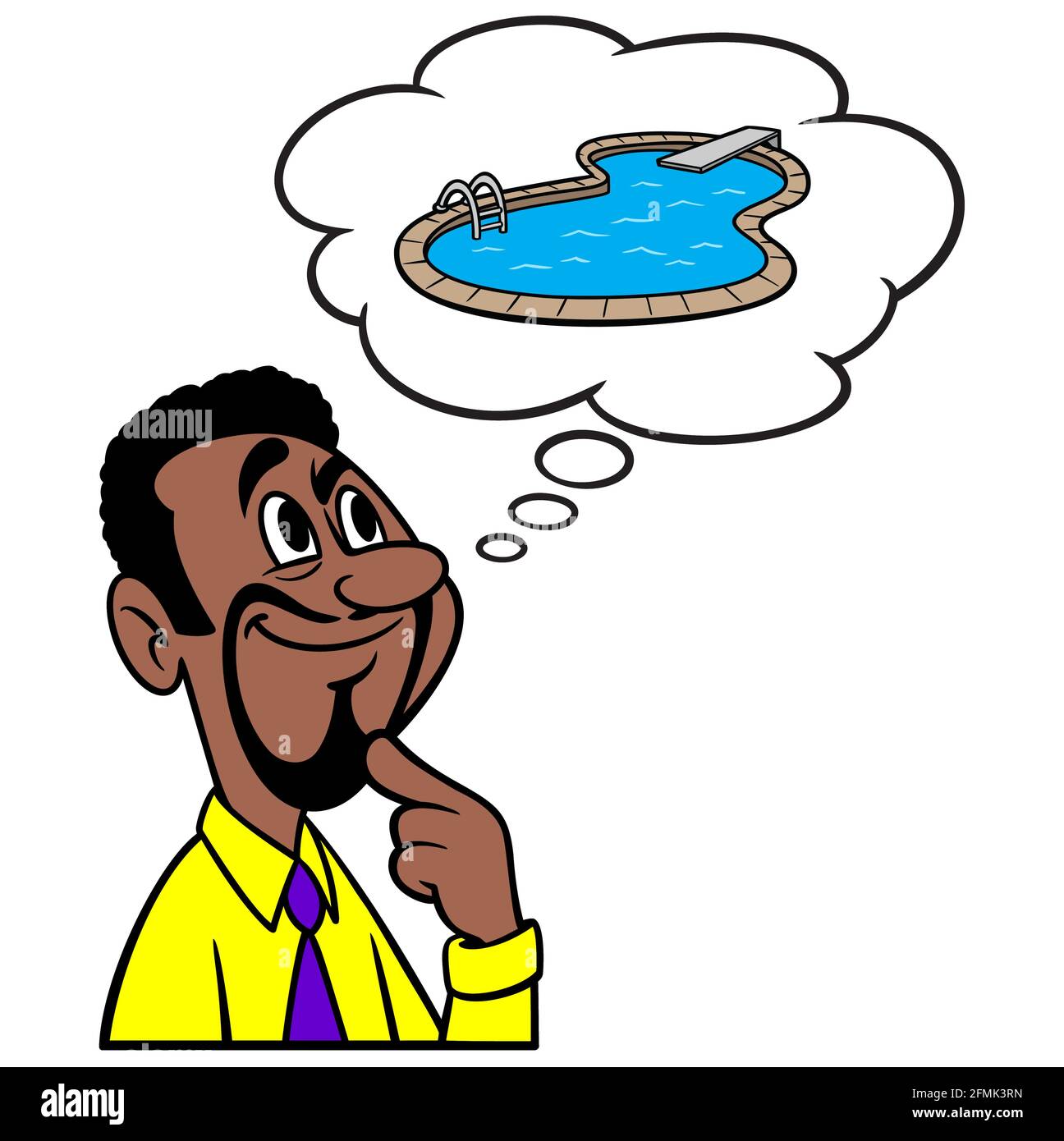 Homme pensant à une piscine - UNE illustration de dessin animé d'un homme pensant à une piscine. Illustration de Vecteur