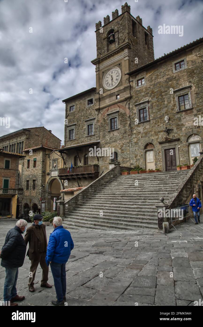 Le Palazzo Comunale. Le Palazzo Casali est le Museo dell'Accademia Etrusca, présentant des objets des civilisations étrusques, romaines, et égyptiennes, comme nous Banque D'Images