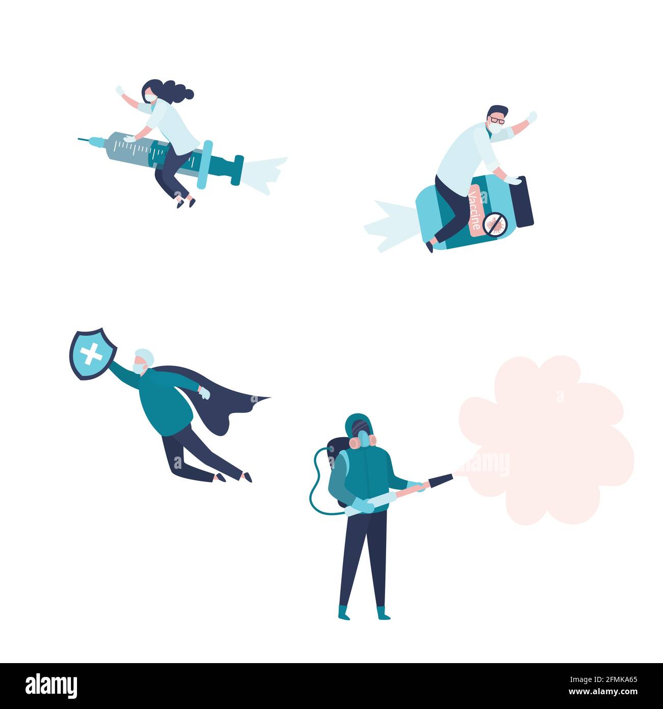 Ensemble de divers travailleurs médicaux. Une équipe de médecins, de personnel médical et de scientifiques arrête la propagation du virus et de la maladie. Concept de soins de santé. Caract. De médecine Illustration de Vecteur