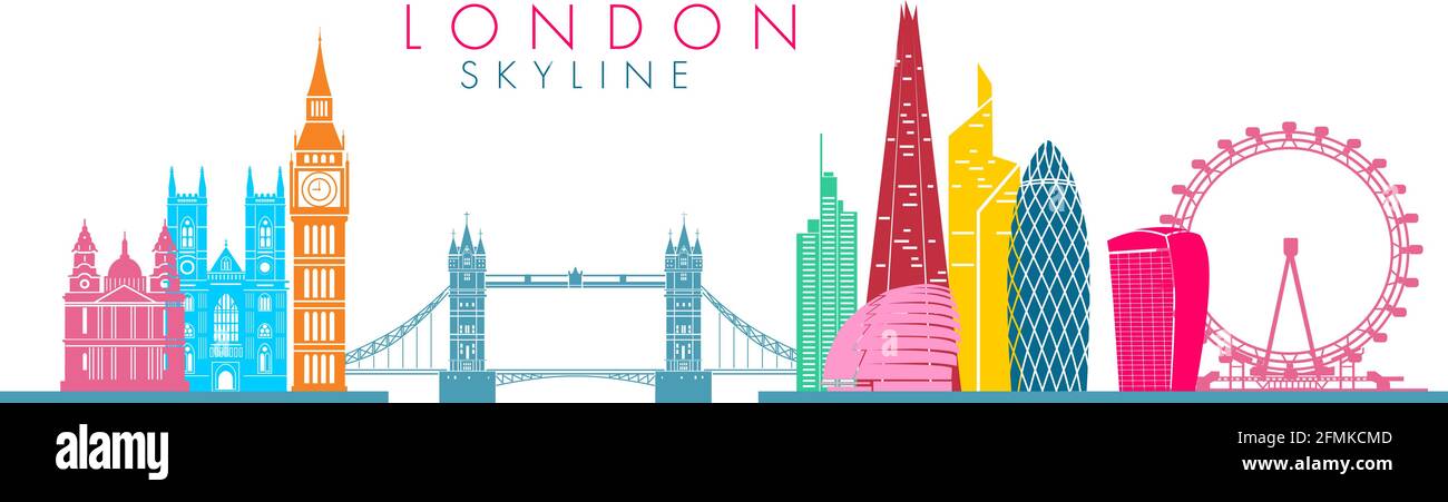 Arrière-plan abstrait de la ville avec des bâtiments et des gratte-ciel, Londres. Illustration vectorielle de ville colorée. Illustration de Vecteur