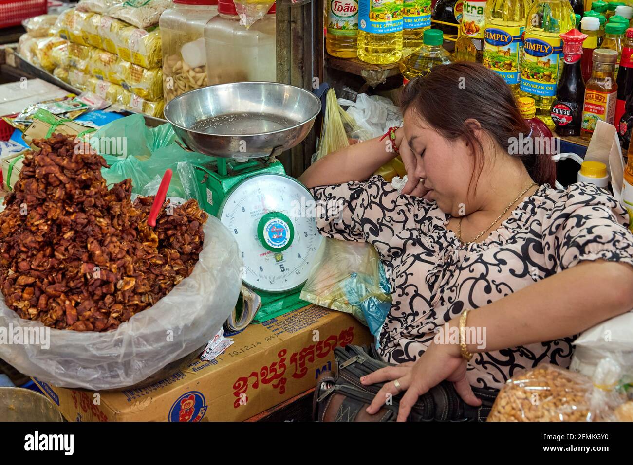 Marché central (PSAH Thom Thmey) de Phnom Penh, Cambodge Banque D'Images