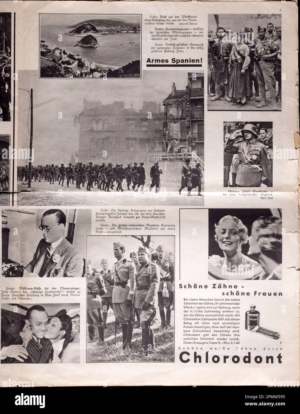 Hitler et Hindenburg se serrer la main sur la première page de The Bilder Welt avril 1933 Banque D'Images