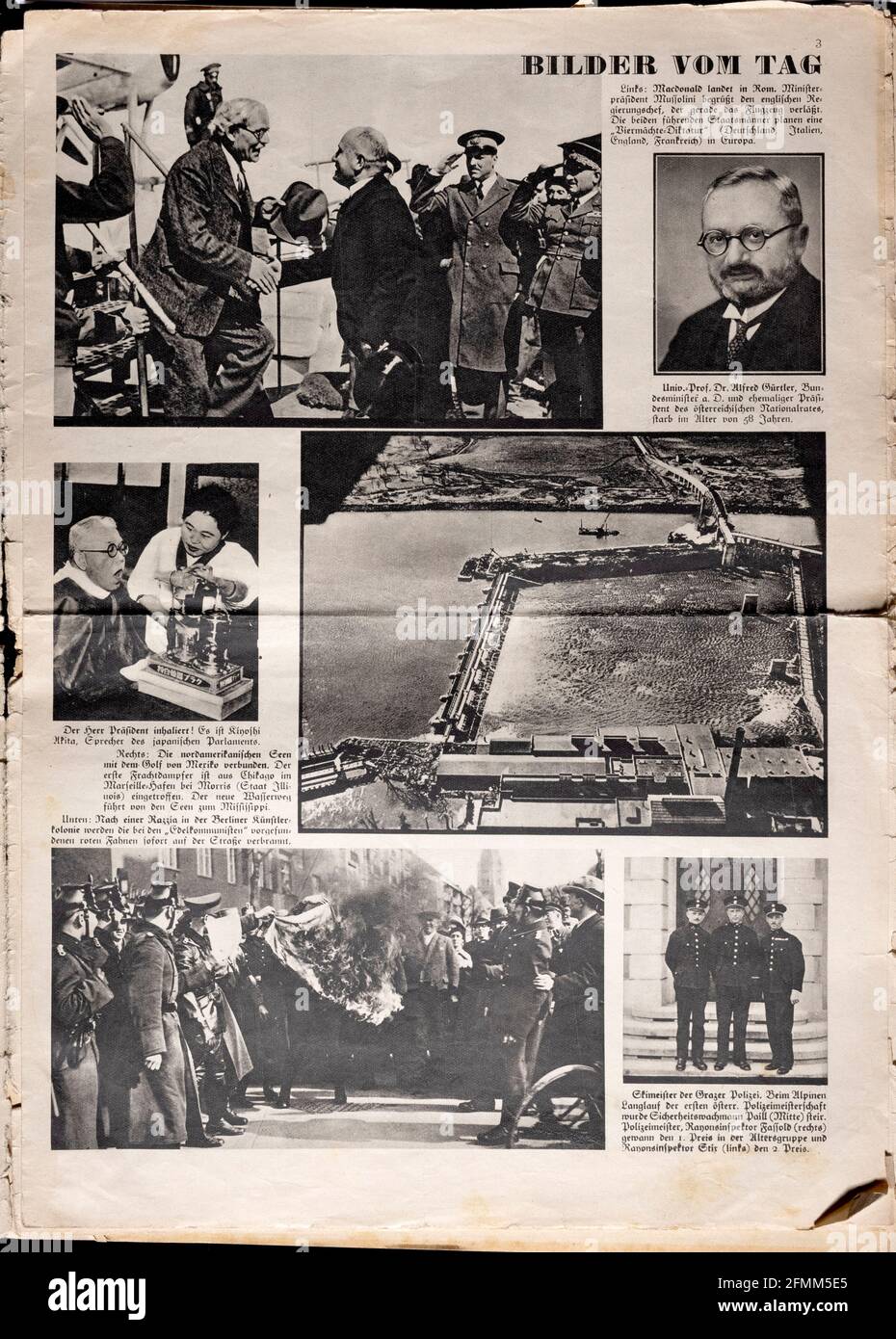 Hitler et Hindenburg se serrer la main sur la première page de The Bilder Welt avril 1933 Banque D'Images