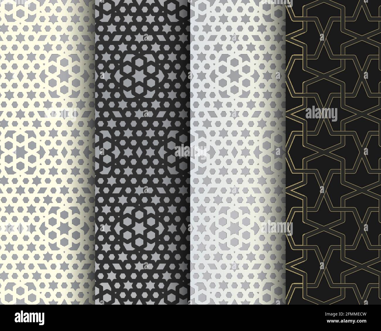 Ensemble de motifs sans couture arabesques. Fonds de mosaïque abstraite islamique. Vecteur. Illustration de Vecteur