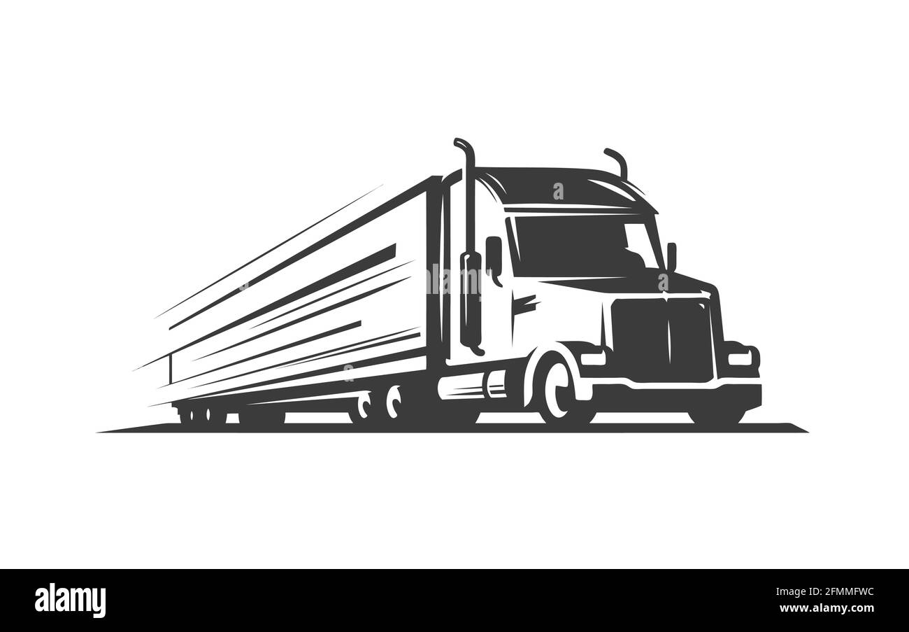 Déplacement des camions, livraison du logo CARGO. Vecteur de symbole de transport de fourgonnette Illustration de Vecteur