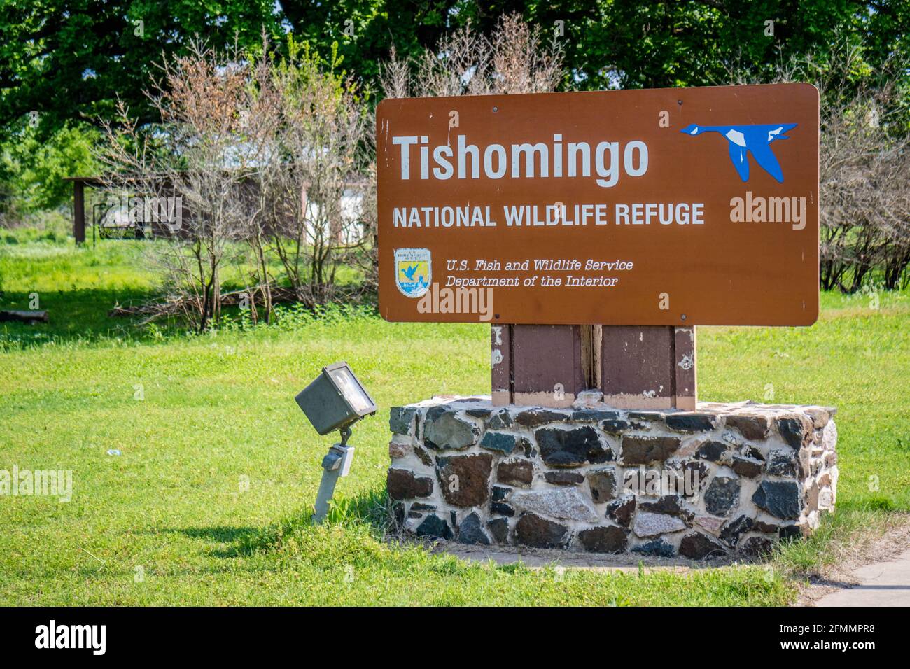 Réserve naturelle de Tishomingo, OK, États-Unis - 12 mai 2018 : un signbo accueillant Banque D'Images