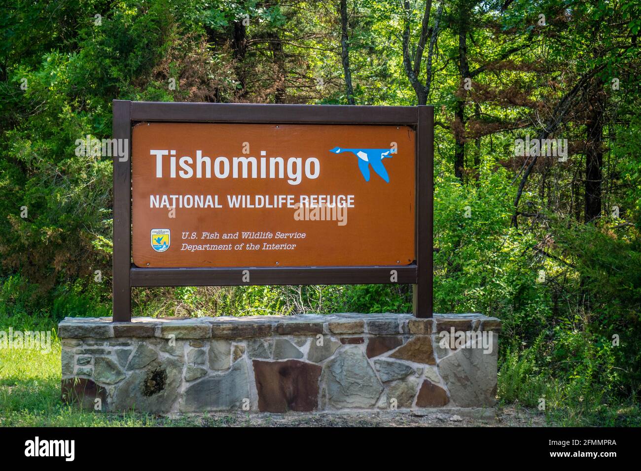 Réserve naturelle de Tishomingo, OK, États-Unis - 12 mai 2018 : un signbo accueillant Banque D'Images