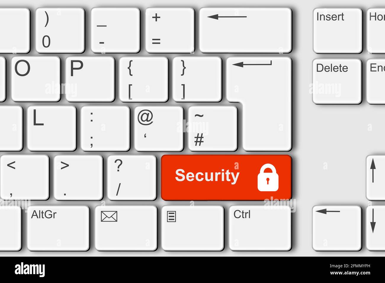 Concept de sécurité PC clavier d'ordinateur illustration 3d Banque D'Images