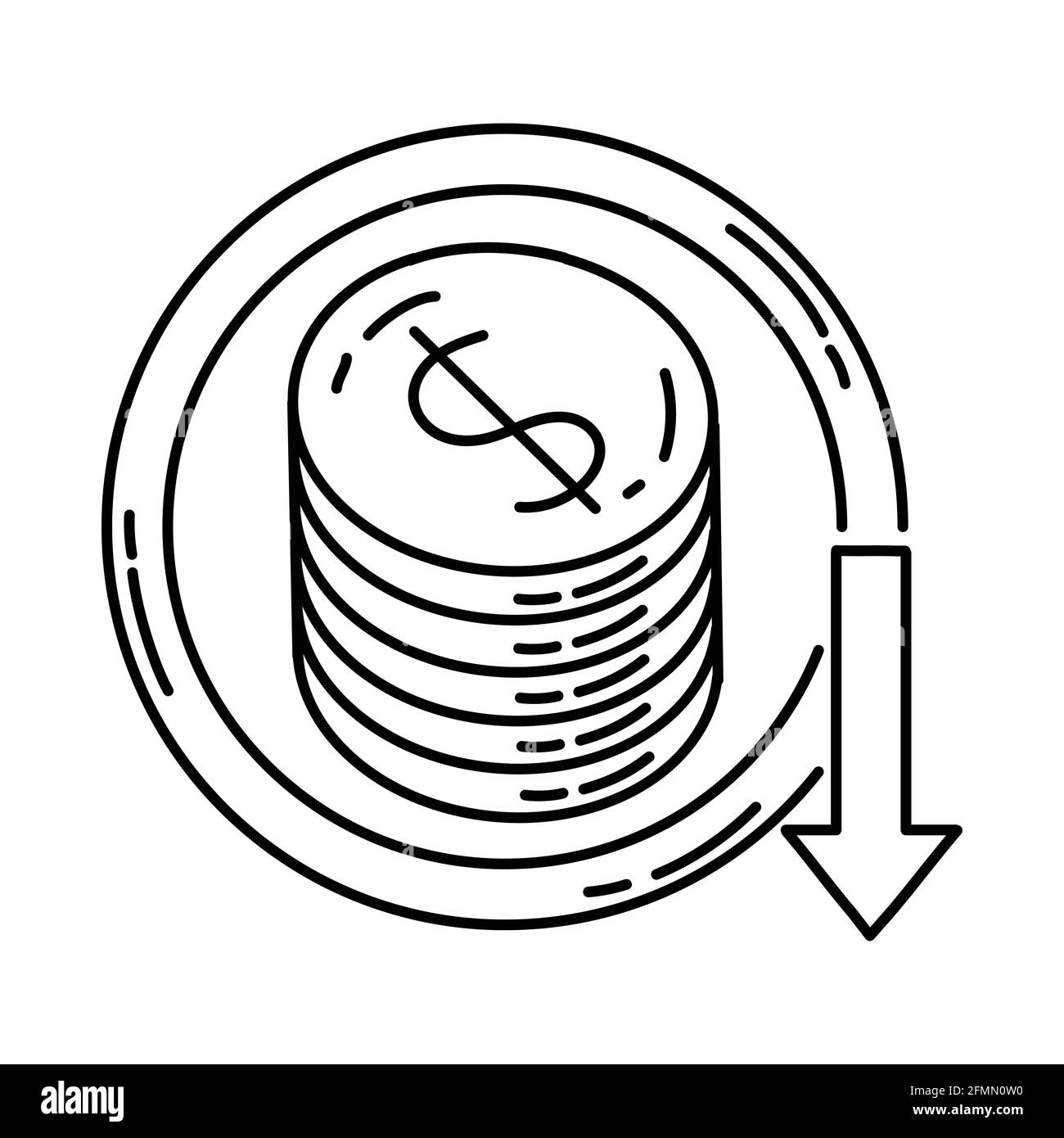 Scénario de jeu d'icônes dessinées à la main pour le financement de l'activité de coût. Illustration de Vecteur