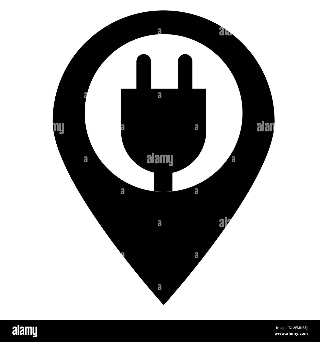 icône de la broche de carte de la station de charge de voiture électrique  sur fond blanc. symbole du pointeur du chargeur électrique. fiche électrique  et logo du pointeur de carte. symbole