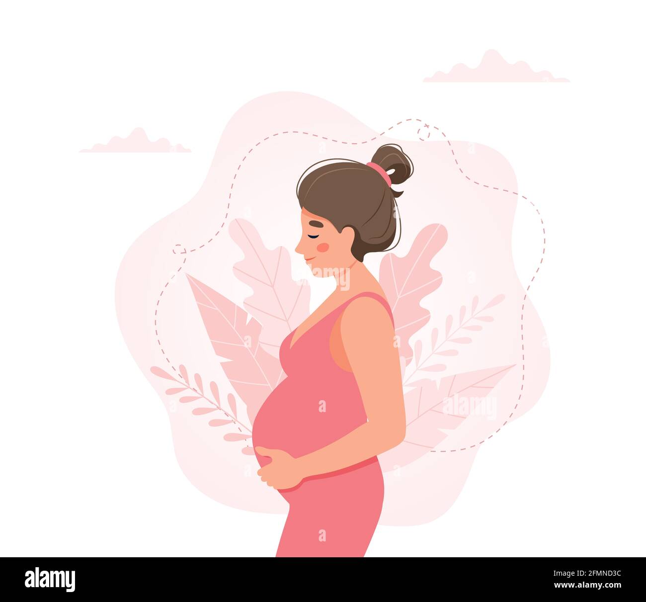 Femme enceinte concept illustration dans le style mignon de dessin animé,  santé, grossesse Photo Stock - Alamy