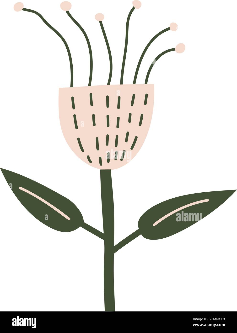 Fleur de printemps stylisée vectorielle. Élément d'illustration scandinave. Image florale d'été décorative pour carte de Saint-Valentin ou affiche de voeux, vacances Illustration de Vecteur