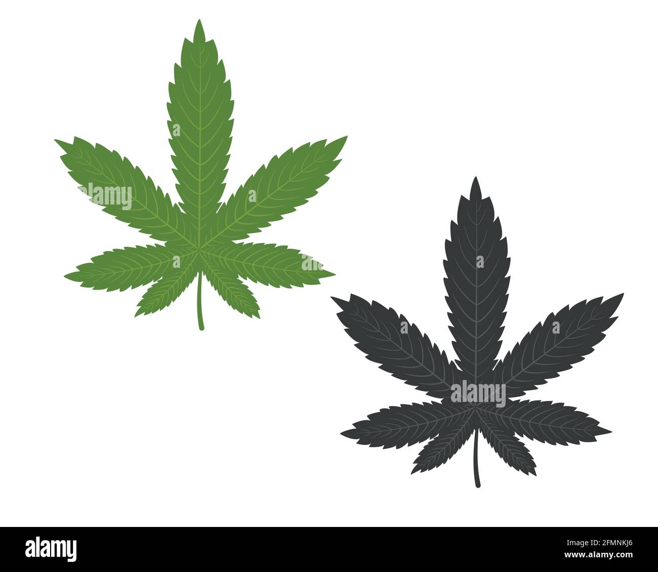 Marijuana feuille verte. Chanvre marijuana feuilles de chanvre. Illustration de Vecteur