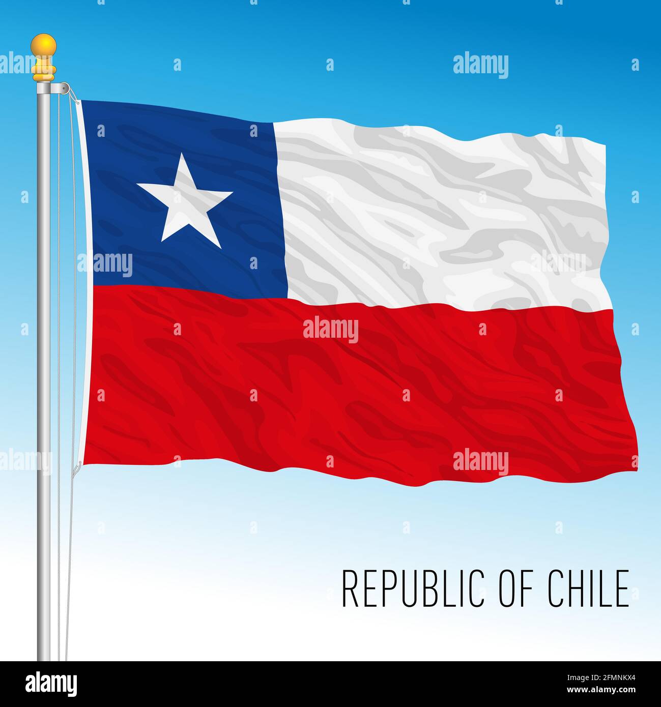 Drapeau national officiel du Chili, amérique du Sud, illustration vectorielle Illustration de Vecteur