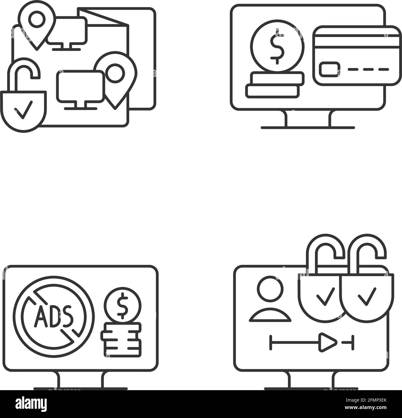 Ensemble d'icônes linéaires de services de diffusion Illustration de Vecteur Ensemble d'icônes linéaires de services de diffusion Illustration de Vecteur